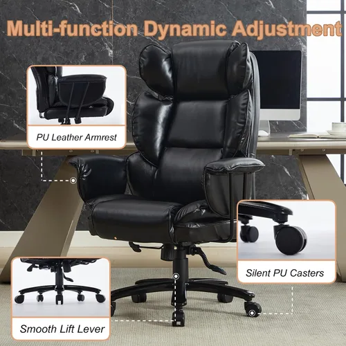 Miniatura 4 de Vigosit Silla de oficina grande y alta, asiento ancho de 500 libras, ergonómica con soporte lumbar para aliviar el dolor de espalda baja, silla