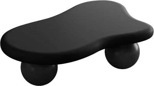 Miniatura 5 de Mesa de centro Cloud de 47.2 pulgadas con 3 patas de bola, moderna mesa central irregular para sala de estar, mesa de té pequeña baja y bonita