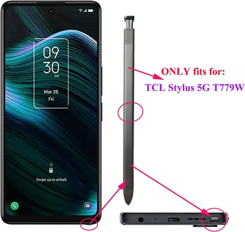 Miniatura 2 de Ubrokeifixit TCL Stylus 5G T779W - Lápiz capacitivo, repuesto para TCL Stylus 5G T779W de 6.81 pulgadas 2022 (T779W-Negro-1 pieza)
