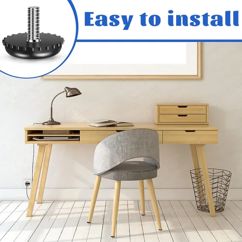 Miniatura 6 de Dunzy 15 niveladores de muebles ajustables 1/4-20 de acero inoxidable atornillados en patas de nivelación roscadas atornilladas para muebles