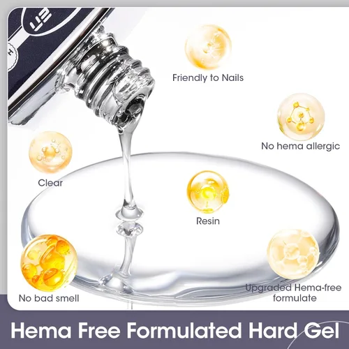 Miniatura 3 de GELLEN Gel constructor de uñas de grado de salón, 5 en 1, sin hema, gel constructor transparente para fortalecedor de ápice de uñas, 0.7 onzas Gel
