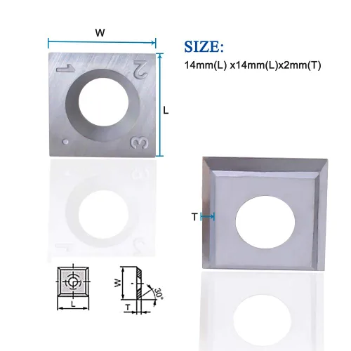 Miniatura 3 de 10 paquetes de 0.551 in de insertos de carburo indexables para cepilladora espiral/helicoidal y cuchillas de corte de carburo de repuesto