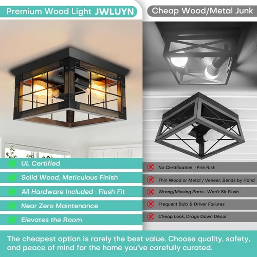 Miniatura 4 de Lámpara de techo de montaje empotrado estilo granja, 2 luces, lámpara de techo de granja, lámparas de cocina de esquina con enchufe E26, lámparas