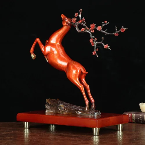 Miniatura 4 de Chinese feng shui statue sculpture Pure Copper Crafts Deer Statue Copper Deer Decoration Home Living Room Wine Cabinet Deer Ornament Housewarming