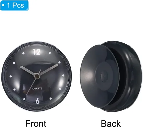 Miniatura 3 de PATIKIL Reloj de baño impermeable, funciona con pilas, mini relojes de pared silenciosos con ventosa negra para ducha, cocina, decoración del hogar