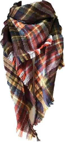 Miniatura 64 de Wander Agio - Bufanda envolvente con diseño a cuadros o triangular para mujer, cálida y larga, de punto, sensación de cachemira, chal