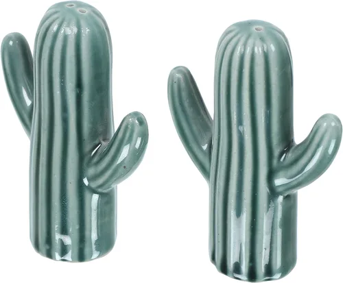 Salero y pimentero - Juego de salero y pimentero de cerámica vintage, dispensador de tarros decorativos retro para el hogar para cocina, en forma de