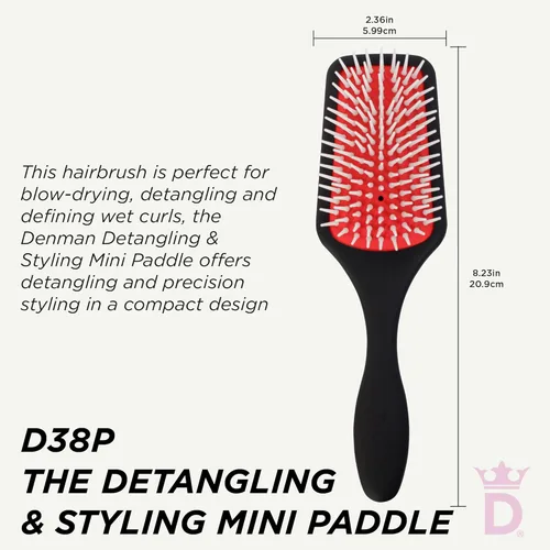 Miniatura 2 de Denman Cepillo de Paleta para Desenredar y Peinar – Desenredador y Estilizador para Cabello Húmedo o Seco para Cabello Rizado, Crespo, Liso, Grueso