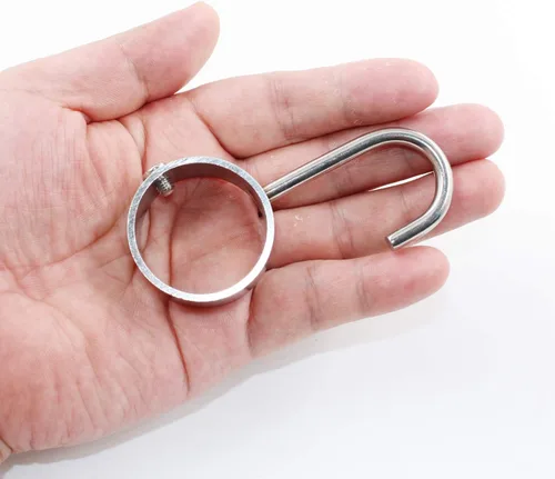 Miniatura 4 de Ganchos de acero inoxidable para colgar ollas y sartenes, toallas, guantes de horno, se adaptan a varillas de 0.984 in de diámetro, paquete de 6