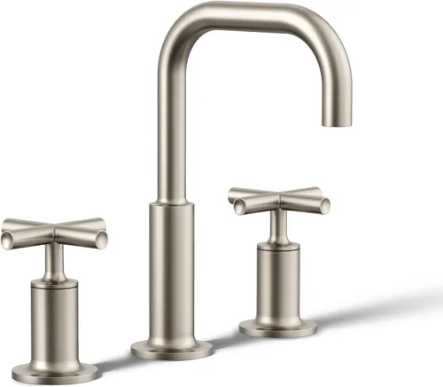 Miniatura 16 de KOHLER K-14406-3-2MB Purist - Grifo para lavabo de baño, 3 agujeros con asas cruzadas bajas, 1.2 GPM, latón moderno cepillado vibrante Latón