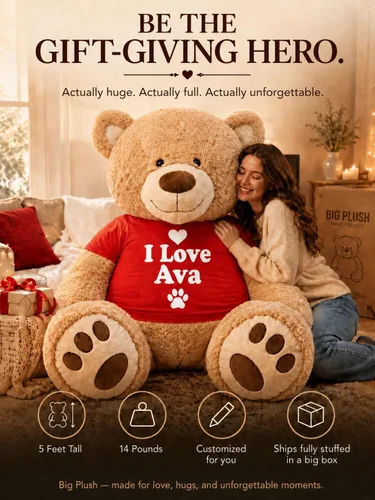 Miniatura 9 de Big Plush Oso de peluche personalizable gigante de 5 pies premium suave, peso 17 libras en caja grande, no envasado al vacío