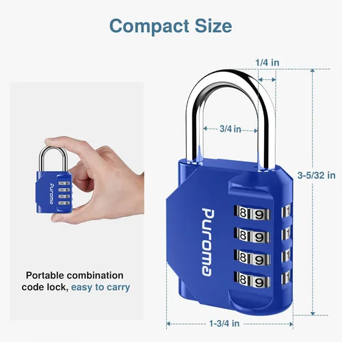 Miniatura 5 de Puroma - Candado impermeable de combinación de 4 dígitos, para intemperie, para casillero escolar o deportivo, valla, caja de herramientas, puerta