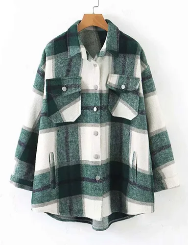 Miniatura 31 de Tanming - Chaquetas de franela cepillada para mujer, a cuadros, con botones, solapas y bolsillos, camisa tipo chaqueta
