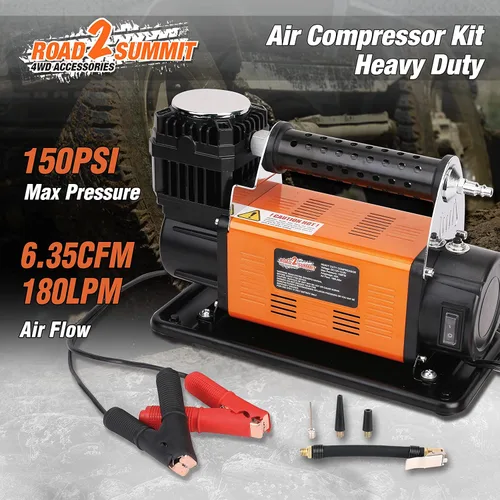 Miniatura 2 de Kit de Compresor de Aire Portátil 12V de Alta Resistencia Infla 6.35CFM (180L/Min), Máx 150PSI, Kit de Compresor de Aire para Todo Terreno