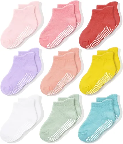 CozyWay - Calcetines antideslizantes para bebés niños y niñas paquete de 6 y 12 unidades calcetines y tobilleras antideslizantes para bebés y niños