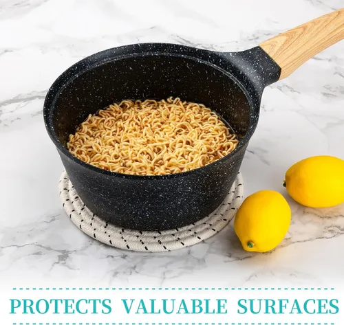 Miniatura 4 de Salvamanteles para platos calientes, ollas y sartenes, almohadillas calientes con cesta de almacenamiento, soportes para ollas para cocina, tapete