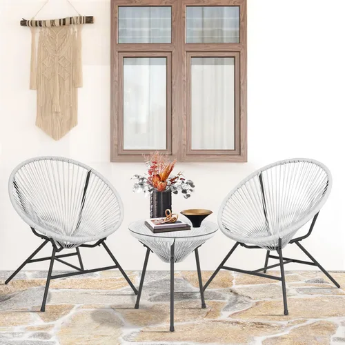 Miniatura 2 de PayLessHere Acapulco - Juego de muebles de patio de 3 piezas para exteriores, juego de conversación de cuerda tejida para todo tipo de clima