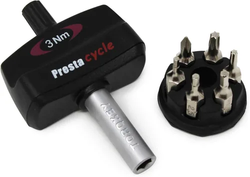 Prestacycle Mini Bike TorqKeys - Herramienta de par preestablecida con 6 puntas y soporte - Compatible con broca hexagonal estándar de 1/4" - Elige
