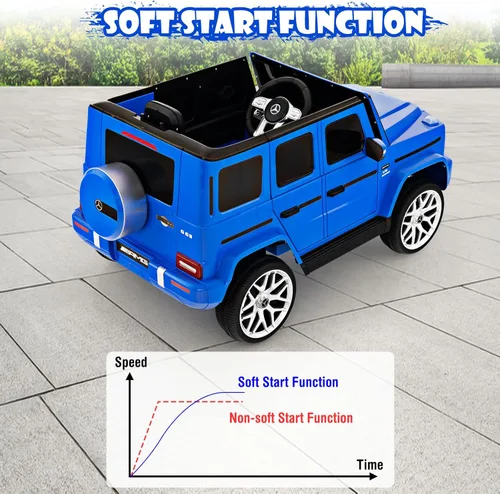Miniatura 8 de OLAKIDS Vehículo eléctrico conducible para niños de 12V, vehículo con licencia Mercedes Benz G63 con control remoto, puertas dobles abiertas, Azul