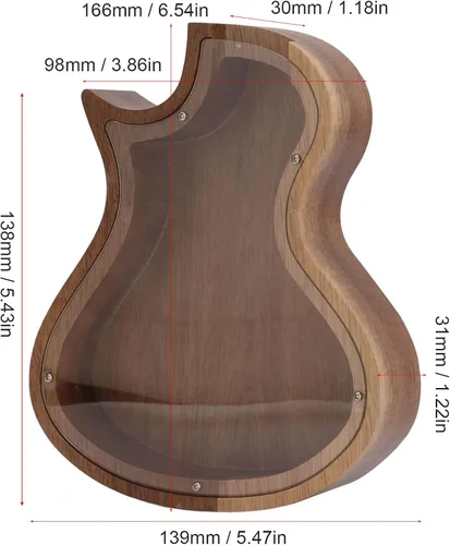 Miniatura 4 de Asixxsix Alcancía de madera, banco decorativo en forma de guitarra, caja de dinero, banco de ahorro, regalos únicos para niños y adultos, regalo