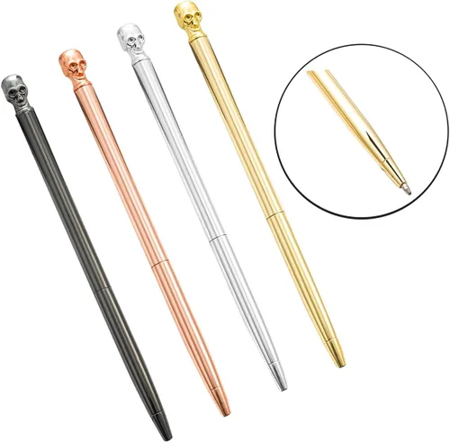 Miniatura 2 de 8 bolígrafos de metal con tinta negra, juego de bolígrafos delgados metálicos brillantes, decoración de fiesta de boda, suministros escolares