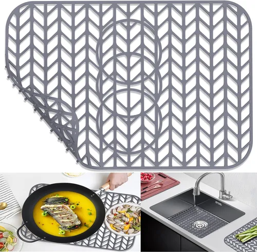 Miniatura 18 de AWOKE Protectores de fregadero para fregadero de cocina, alfombrilla protectora de fregadero de cocina - 28.4"x15.2" Alfombrilla plegable