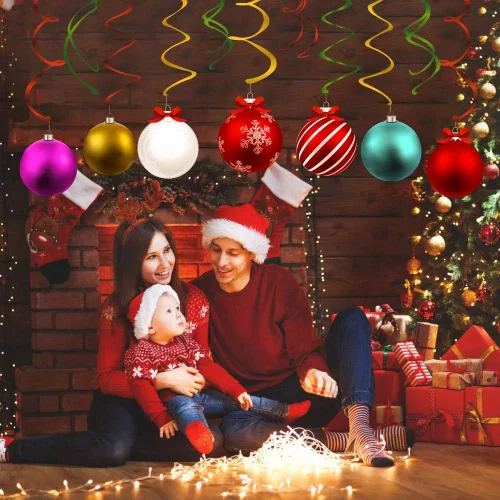 Miniatura 3 de 15 bolas de Navidad colgantes de remolinos de bola de Navidad, decoración de cumpleaños, regalos de fiesta temática de Navidad para vacaciones, baby