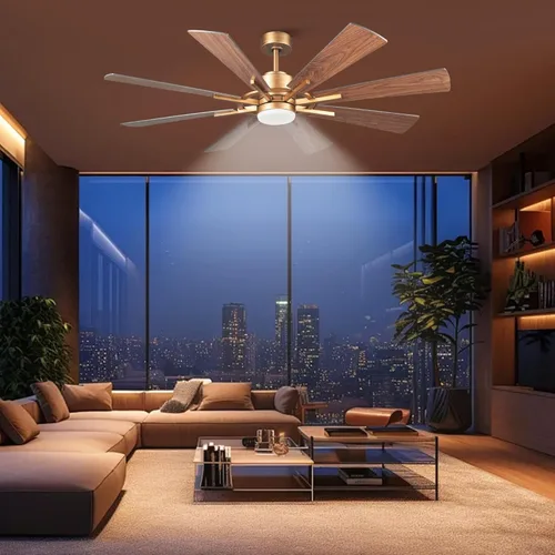 Miniatura 4 de Ventiladores de techo dorados de 60 pulgadas con luces y control remoto, modernos ventiladores de techo grandes para exteriores, para patios, motor