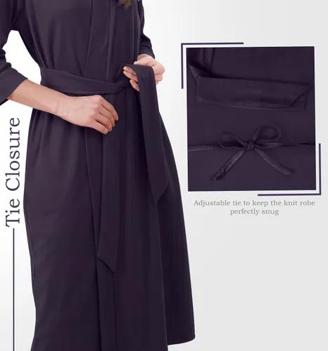 Miniatura 4 de NY Threads Bata de baño de punto largo para mujer, manga 34, kimono suave, ligero, ropa de descanso