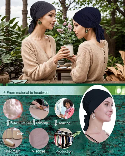 Miniatura 4 de osvyo Pañuelo de quimioterapia para mujer, pérdida de cabello, turbantes de cáncer sin cordones, embalaje sellado