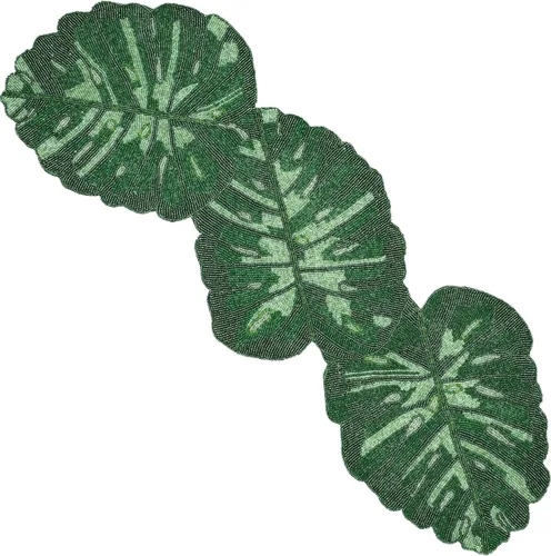 Miniatura 18 de CLEENTABLE Camino de mesa decorativo con cuentas de 36 pulgadas, diseño floral hecho a mano con respaldo de poliéster duradero para comedor, mesa