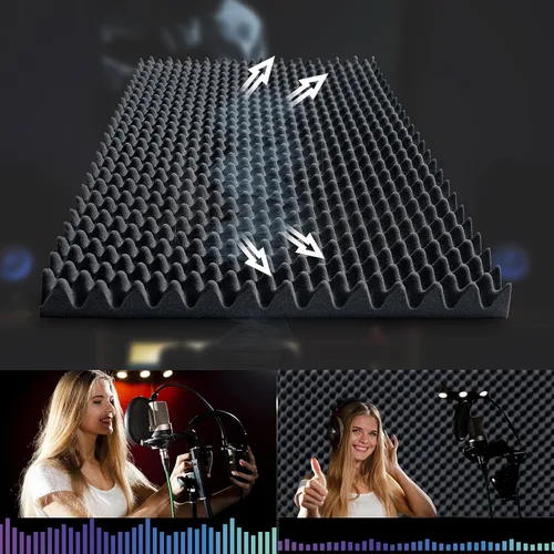 Miniatura 6 de Paneles de espuma a prueba de sonido, paquete de 2 cajas de huevos de alta densidad de 48 x 24 x 2 pulgadas, paneles de amortiguación de sonido