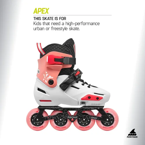 Miniatura 2 de Rollerblade Apex Junior - Patín en línea ajustable para fitness, Patinum/Coral