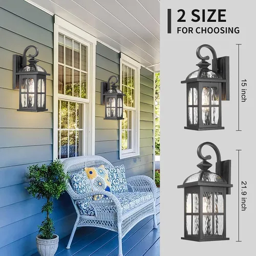 Miniatura 3 de Darkaway Lámpara de pared exterior con vidrio ondulado de agua, luces exteriores de aluminio, apliques de iluminación exterior para casa, porche