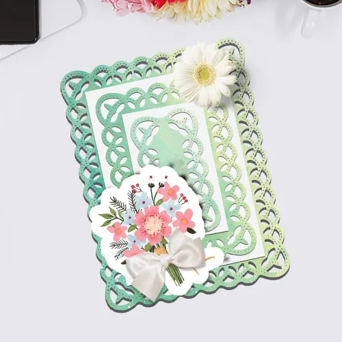 Miniatura 3 de Troqueles de corte de marco rectangular anidado para hacer tarjetas y decoraciones de álbumes de fotos, troqueles de encaje floral hueco, plantillas