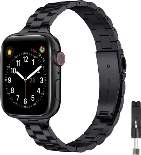 Miniatura 9 de Correa fina compatible con Apple Watch de 40mm, 38mm, 42mm, 44mm, de acero inoxidable de alta calidad de repuesto, ajustable, para iWatch Series