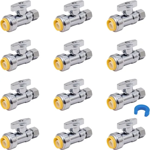 Miniatura 16 de SUNGATOR Paquete de 12 válvulas de parada angular, válvula de cierre de agua en ángulo de compresión de 1/2 x 3/8 pulgadas, cierre de agua