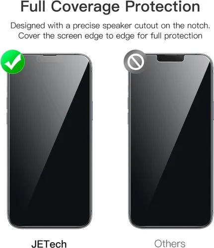 Miniatura 2 de JETech Protector de pantalla de cobertura completa para iPhone 13 Pro Max de 6.7 pulgadas, película de vidrio templado 9H, compatible con fundas