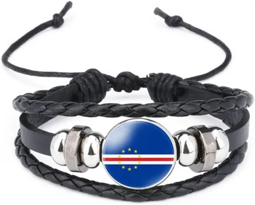 Miniatura 109 de vmcoatdu Mundial Muchas Banderas Nacionales Brazalete Retro de Aleación de Cuero para Pulsera de Cuerda Trenzada de Bandera Nacional