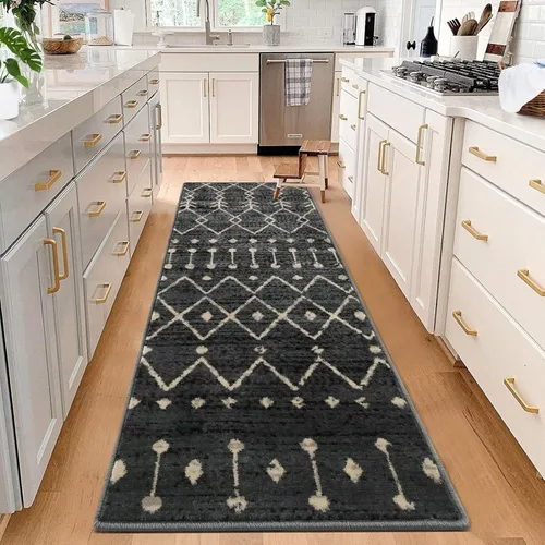 Miniatura 3 de WESTLOOM Alfombra de pasillo de 2 x 6 pies, diseño de enrejado marroquí, alfombra larga con acento oriental, alfombra larga para interiores