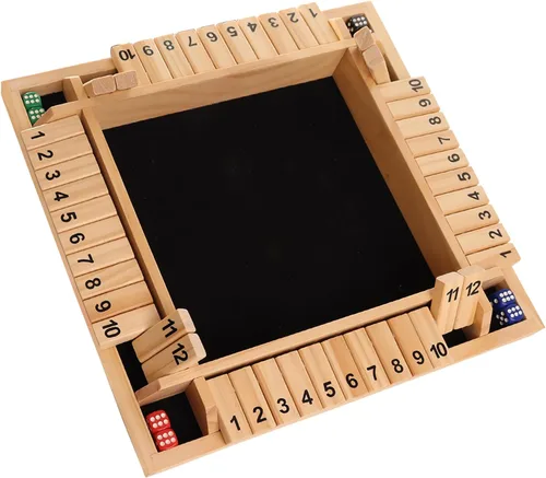Miniatura 9 de GSE Games & Sports Expert Juego de mesa de madera para 1-4 jugadores con 8 dados. Juego de dados de 4 vías con 12 números para cerrar la caja, juego