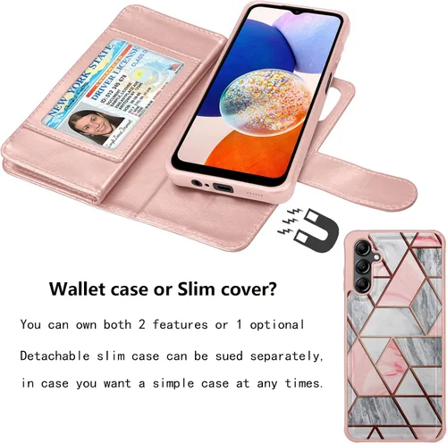 Miniatura 4 de Njjex Funda tipo cartera para Samsung Galaxy A54 5G, 9 ranuras para tarjetas; funda de piel sintética con tapa para crédito, desmontable, función