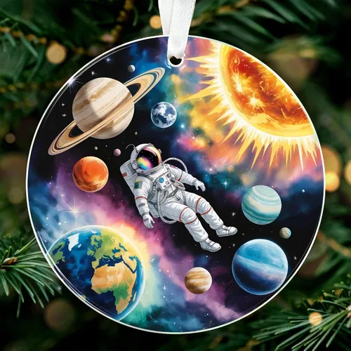 ZAGKOO Adorno de Navidad de astronauta 2025 – Adornos espaciales del universo para árbol – Adorno de planeta y sistema solar para amantes de la