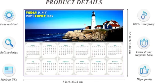 Miniatura 3 de Calendario magnético 2025 – Imanes de calendario – Today is my Lucky Day – Resistente a la decoloración, desgarros y agua
