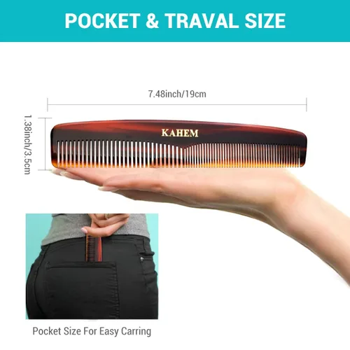 Miniatura 3 de KAHEM Peines de pelo para hombres y mujeres, peine de dientes finos y anchos, peine de barba y bigote, peines profesionales de corte de cabello