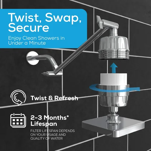 Miniatura 6 de SparkPod Cabezal de ducha de lluvia de alta presión de 6 pulgadas con cápsula de filtro de 23 etapas y extensión de brazo de ducha ajustable de 11