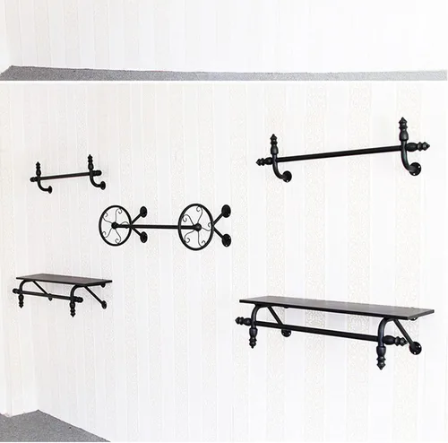 Miniatura 6 de Perchero montado en la pared, percha resistente, barra de ropa colgante de metal, utilizado en tiendas de ropa/hogar (31.5 in)