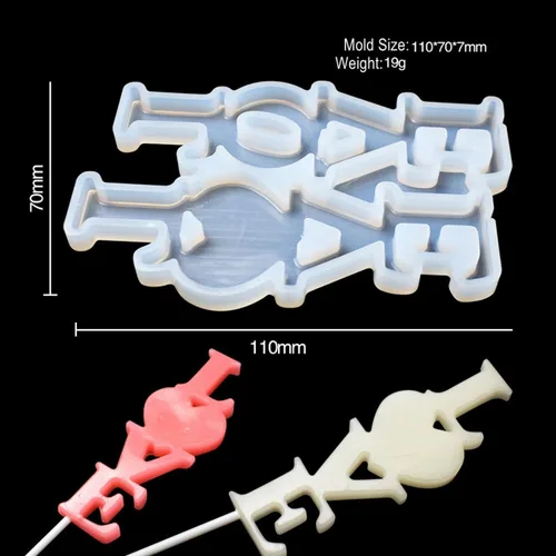Miniatura 7 de mostsom Moldes de silicona Love para piruletas de chocolate y dulces, molde para fondant de azúcar, paletas, galletas, utensilios para hornear, sin