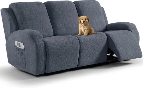 Miniatura 39 de VANSOFY Fundas para sillas reclinables, 4 piezas, elásticas, de tela jacquard, suave funda para silla reclinable, protector de muebles con parte