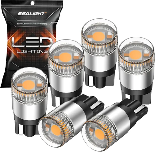 Miniatura 28 de SEALIGHT 194 foco LED 2000K ámbar 168 T10 2825 W5W 600% de brillo, focos LED de cuña para interior de automóvil, reemplazo para luces de matrícula